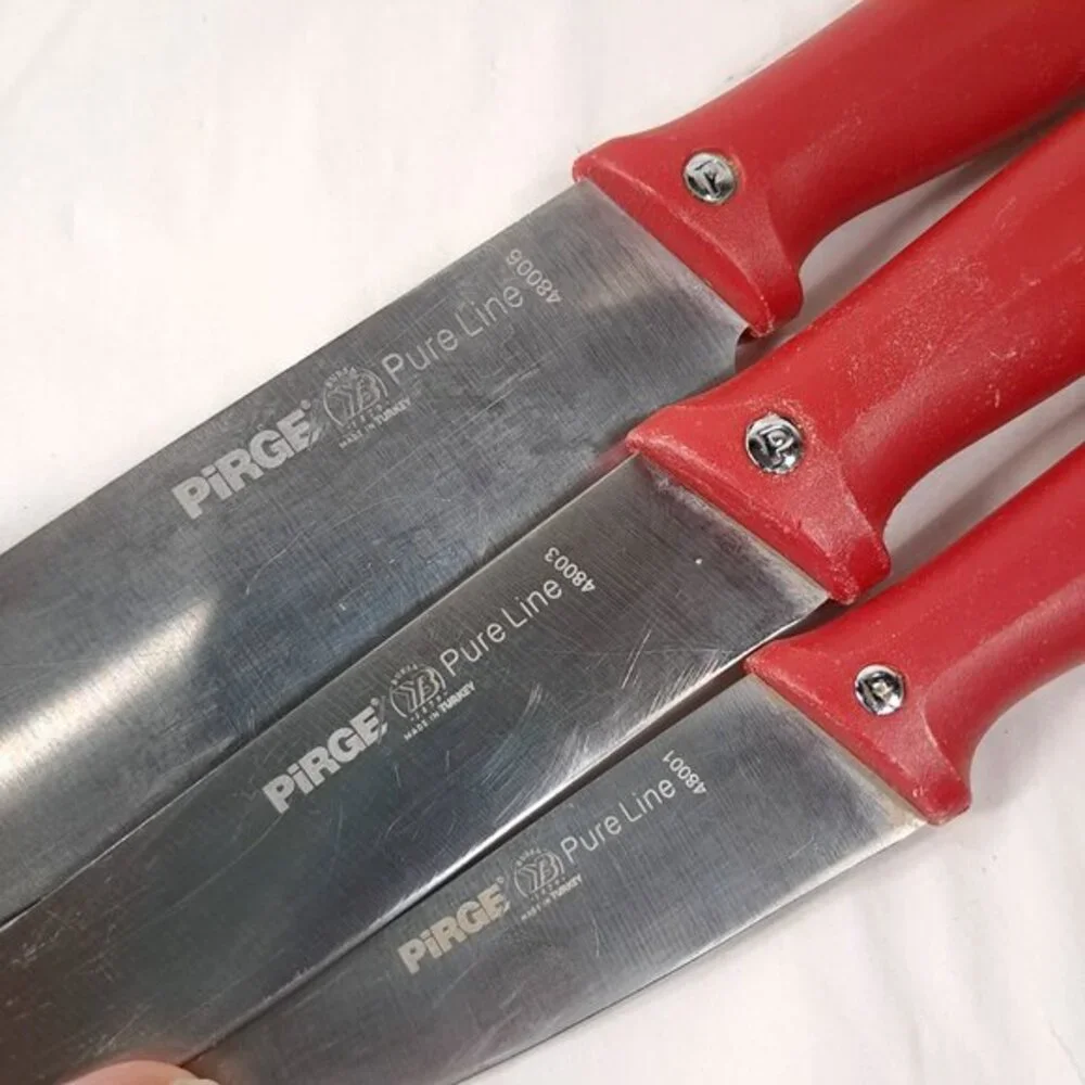 Pirge‎ Pure Line knife set 3 red made in Turkey Paring 48001 Carving Meat 48003